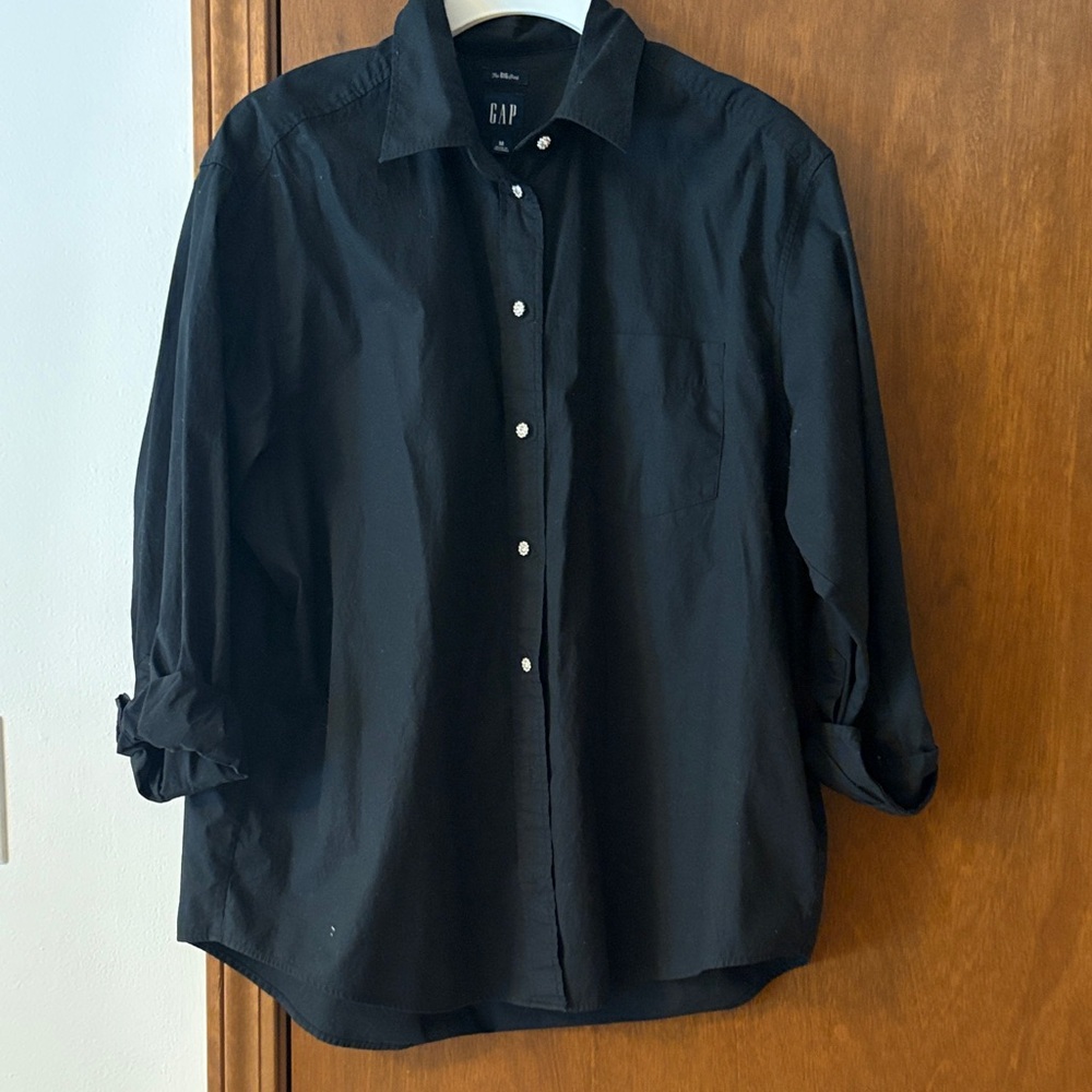 GAP black embellished rhinestone Button-Up Shirt